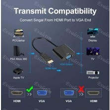 Daisy Home 4487 HDMI To VGA Monitör Tv Çevirici Dönüştürücü Kablosu, USB - VGA Adaptörler