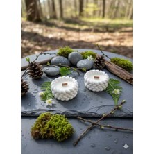 Daisy Home El Yapımı Dekoratif Soya Mumlu Ahşap Fitilli - Örme Dokulu Tasarım - Doğal Kokusuz Ev Dekorasyonu Mumu - Oturma Odası, Yatak Odası ve Hediye Için Minimalist Beyaz Mum - 3'lü Set