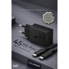 Daisy Home 45W Usb-C Pd-Pps Super Hız Şarj Adaptörü ve 1m 5A Type-C To Type-C Kablo Siyah (3 Yıl Garantili)