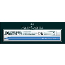 Faber-Castell 45 Mavi Renkli Keçeli Kalem 10'Lu İnce Uçlu Su Bazlı Mürekkep