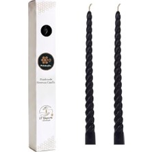 Daisy Home Siyah 2 Adet Konik Mum Şamdan Mumu Doğal Petek (Beeswax Candle) 27.5 cm