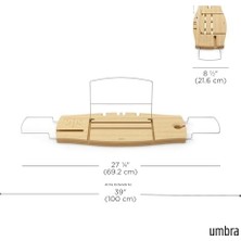 Daisy Home 020390 - 390 Aquala Badcaddy, Küvet Üzerine Koyulan Tezgah, Kitap Desteği ve Bardak Tutucuya Sahip, Bambu, Doğal