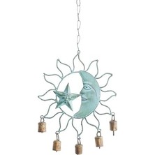 Daisy Home Deco 79 Metal Güneş ve Ay Çanı Çanlı, 33 cm x 28 cm x 2,5 Cm, Turkuaz