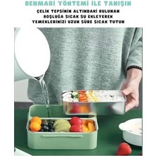 Daisy Home Bento 1100ML Lunchbox Tek Katlı 2 Bölmeli Paslanmaz Çelik Sefer Tası Yemek Kutusu (Yeşil)