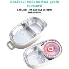 Daisy Home Bento 1140ML Lunchbox 2 Katlı 4 Bölmeli Mini Kaseli Çelik Sefer Tası Yemek Kutusu (Kahverengi)