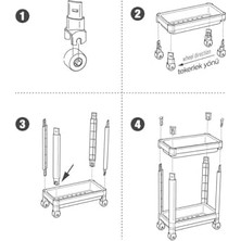 Daisy Home 2 Katlı Tekerlekli Düzenleyici Raf Gri, MINIHOME2KATLI
