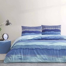 Daisy Home Taç Wave Renkli Klişe Pamuk Nevresim Takımı, Mavi, Çift Kişilik