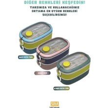 Daisy Home Bento 1300ML Lunchbox 2 Katlı 3 Bölmeli Paslanmaz Çelik Sefer Tası Yemek Kutusu (Koyu Yeşil-Fıstık Yeşili)