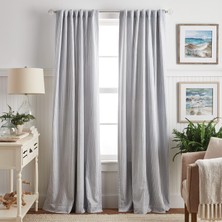 Daisy Home Stewart Ticking Çizgili Karartma Astarlı Çubuk Cebi/arka Sekme Pencere Perdesi Panel Çifti, 241 Cm, Beyaz/indigo, 213 cm