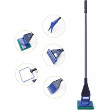 Teknocan 5 Fonksiyonlu Akvaryum Temizleme Seti Uzatılabilir Saplı Dip Temizleyici Balık Kepçesi Yosun Fırçası Bitki Tutucu Akvaryum Bakım Aparatı