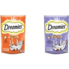 Teknocan Dreamies Seti | Tavuklu, 60 G X2 + Kedi Ördekli Ödül Maması 60 gr X2
