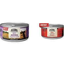 Teknocan Acana Premium Pate (Ezme) Konserve Yaş Kedi Maması, Tavuklu ve Balıklı, Yavru Kedi, 85 gr ve Acana Premium Pate (Ezme) Konserve Yaş Kedi Maması, Sığır Etli, 85 gr