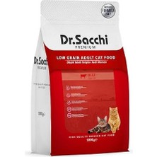 Teknocan Dr.sacchi Premium Düşük Tahıllı Sığır Etli Yetişkin Kedi Maması 1 kg