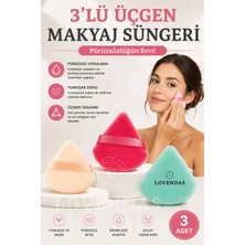 Lovendas 3'lü Üçgen Makyaj Süngeri Kutusunda Günlük ve Gece Kullanım İçin Renkli Seçenekler
