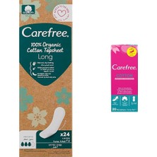 Teknocan Carefree Organic Uzun 24'lü Günlük Ped ve Carefree, Günlük Ped, Pamuklu, Fresh Parfümlü, 20'li