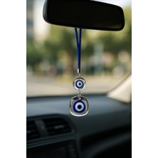 Teknocan Gerçek Cam Nazar Boncuğu Araba Dikiz Aynası Süsü – Çift Cam Mavi Boncuklu, El Yapımı Premium Araç Aksesuarı, Şans & Koruma Sembolü, Evil Eye Car Rearview Mirror Charm