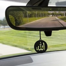 Teknocan Allah Yazılı Araba Dikiz Aynası Süsü, Siyah Renk, Daire Tasarım