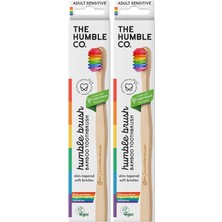 Teknocan The Humble Co. - Humble Brush Proud - Adult Sensitive Yetişkin Bambu Diş Fırçası Sensitive Ultra Yumuşak Gökkuşağı Renkli (2 Paketi)
