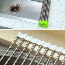 Hereveoyuncak Evye Üstü Katlanır Nihale Paslanmaz Çelik Pratik Sebze Meyve Bulaşık Kurutmaa Süzgeci - 37X23