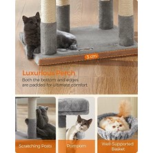 Teknocan Feandrea PCT52W 110 cm Kedi Ağacı, Açık Gri
