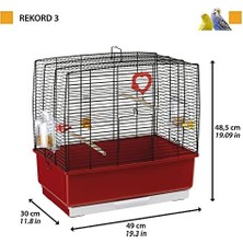 Teknocan Rekord 3 Siyah - Kanarya ve Küçük Egzotik Kuş Kafesi, 49,5 x 30 x Y 47,5 cm