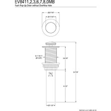 Teknocan EV8418 Coronet Push Pop-Up Banyo Lavabo Drenajı, Taşmasız, Fırçalanmış Nikel 8,44 x 2,44 x 2,44