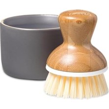 Teknocan Full Bubble Bis Keramik Seifenspender & Scrubber Schwamm Set, Weiß, Grau/weiß, Dish Brush + Dispenser