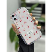 Teknocan 11 ile Uyumlu 3D Kenarları Dalgalı Cherry Baskılı Silikon Kılıf