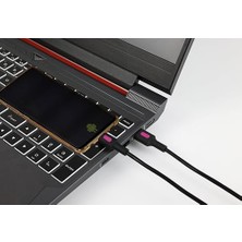 Teknocan Micro USB Hızlı Şarj Kablosu (Siyah + Fuşya/siyah Uç) (120 Cm)