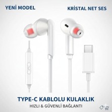 Teknocan Kalın Silikon Kablolu Type C Kulaklık Tüm Typec Çıkışlı Cihazlara Uyumlu Tak Çalıştır Tak Kullan Bluetooth Gerekmez Mükemel Ses Bass Tiz Mikrofon Aaa Kalite !!! TC21 Beyaz
