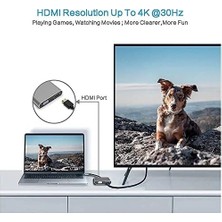 Teknocan Type-C HDMI VGA USB 3.0 Type 4in1 Video Dönüştürücü Veri Aktarıcı USB Adaptör Notebook ve ile Uyumlu Gri Tc-26