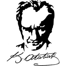 Teknocan Atatürk Silueti ve Imzası (Oto-Motor-Laptop-Duvar-Dekor) 20 x 15 cm