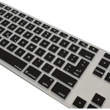 Teknocan Keyboard 1 A1243 Türkçe F Klavye Koruyucu Silikon Kapak Ultra Ince Toz Sıvı Koruma Numerik Tuş Takımı Tam Uyum Keyboard Cover Lazer Kesim Siyah