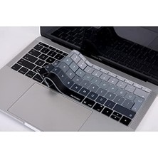 Teknocan Silikon Klavye Koruyucu MacBook Pro 13 Inç ve MacBook 12 Inç Uyumlu | Türkçe Q Baskılı | Uk Ters L Enter (Iso) | Renkli | Ultra Ince Yıkanabilir Siyah Gri