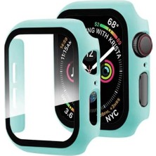 Teknocan Uyumlu 360 Derece Koruma Seri 1 2 3 4 5 6 7 8 Se Ultra 38MM 40MM 42MM 44MM Kasa ve Ekran Koruyucu (42MM Turkuaz)