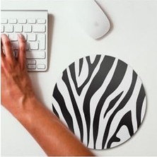 Teknocan Şık Zebra Desenli Yuvarlak Mouse Pad 20 x 20 cm