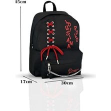 Teknocan Polo Laptop Bölmeli Okul Çantası Siyah Kırmızı 1141