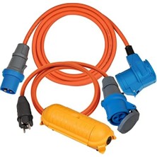 Teknocan Kamp Adaptör Seti/cee Adaptör Kablosu 1,5 M, Cee 230 V Uzatma Kablosu 3 M, Safe-Box Big IP44 (Her Kamp Tatili Için Ideal Kamp Aksesuarı, IP44), Turuncu