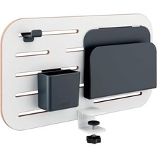 Teknocan Ergo Küçük Pegboard Çalışma Masası Düzenleyici, Aksesuarlı, Yüksek Kaliteli Takma Tahta, 35 Mm'ye Kadar Masa Kalınlıklarıyla Uyumlu, Geniş Asma Yuvaları, Mandal Sabitleme, 42 x 25 Cm, Beyaz,