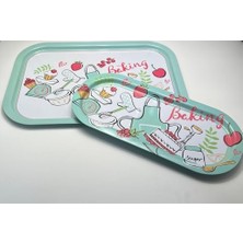 Teknocan 2'li Metal Tepsi Seti – Baking Desenli