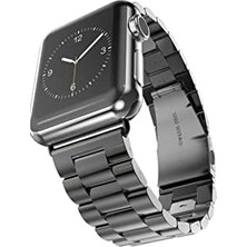 Teknocan - ile Uyumlu 42MM 44MM 45MM 49MM 1/2/3/4/5/6/se/se2/7/8/9/ultra 1/2 Klipsli Metal Kordon 04 Siyah