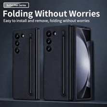 Teknocan Galaxy Z Fold 7 ile Uyumlu Tuşlu Kalem Bölmeli Kamera Koruma Çıkıntılı Telefon Kılıfı, Arka Entegre Stylus Yuvası, Hediye Kalem Dahil, Darbe Emici Koruma (Siyah)