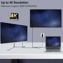 Teknocan Çift Monitör Adaptörü, 4'ü 1 Arada USB C'den Çift HDMI Adaptör, 2 HDMI (4K@30Hz) / Usb3.0 / Pd Şarj, Çift Monitör Için HDMI Splitter, Ekran Genişletme, Dizüstü Bilgisayarlar Için