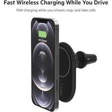 Teknocan Boostcharge Kablosuz Şarj Manyetik Araç Telefonu Montaj Tutacağı, Magsafe Etkinleştirilmiş Aygıtlar ile Uyumlu (Kablo Dahil)