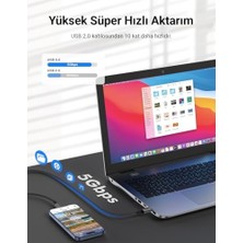 Teknocan USB 3.0 Usb-A'dan Usb-C'ye 15W Pd Hızlı Şarj 5V3A Yüksek Kaliteli Alüminyum Örgülü Kablo 5gbps 1 Metre (Gri)