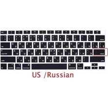 Teknocan MacBook Air 13 Inç Rusça Klavye Koruyucu – Us Amerikan Klavye (Return Enter) – Ince Silikon – A1932 A2179 A2337 (M1) Siyah