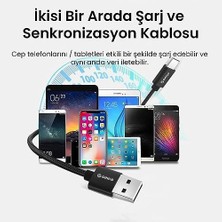 Teknocan USB To Type-C 3A Örgülü Data ve Şarj Kablosu 1 Metre Siyah