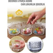 Teknocan Lüx Kristal Büyük Cam Sunum Seti 6'lı, Kristal Kesme Cam Dondurmalık ve Tatlı Sunum, 9 cm x 5 cm