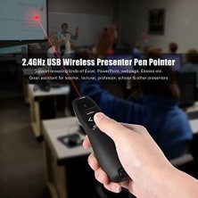 Teknocan Kablosuz Lazer Sunum Kumandası USB Alıcılı 2,4 Ghz Powerpoint Sunumu Ppt Flip Pen Pointer Clicker Presenter Dahili Alıcı Kırmızı Işık Uzaktan Kumanda