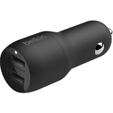 Teknocan Boost Charge Çift Bağlantı Noktalı 24 W Araç Şarjı, ve Telefon Uyumlu, Siyah, CCB001BTBK